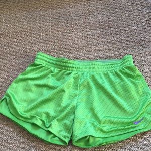 Nike neon green size small mesh running shorts